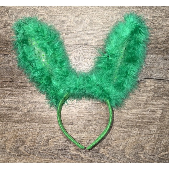 Light Up Bunny Green Ears Headband Easter Sequins Feathers St. Patrick (Works) - Picture 2 of 3
